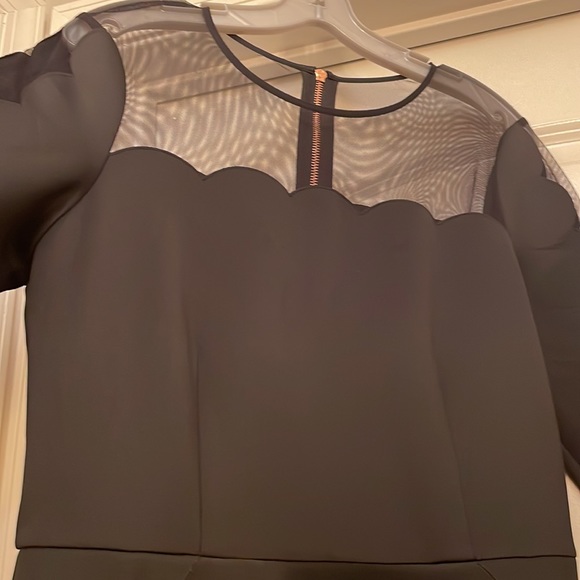 Ted Baker mesh scalloped A-Line Midi dress black size 4 - Picture 11 of 16